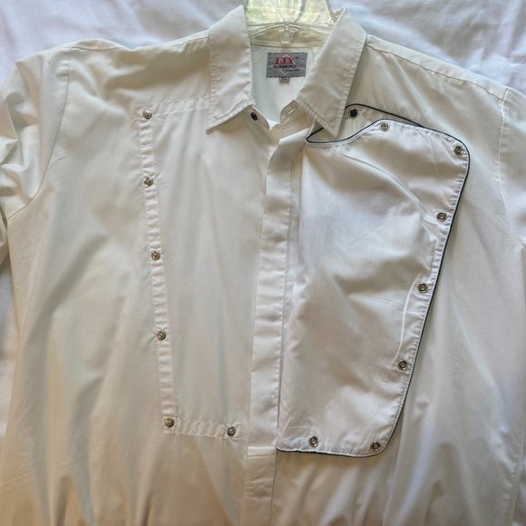Ely Diamond - White Long-Sleeve Black Snap Shirt with Eagle Sz XL - Picture 7 of 14